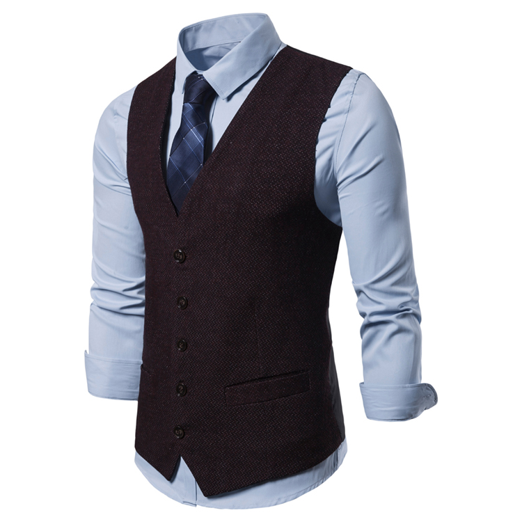 Men Suit Vest Europe Size 2019 Spring Autumn Business Casual V-neck Vest for Men Waistcoat