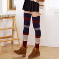 Patchwork Stripe Women Leg Warmers Winter Warm Long Tube Leg Socks Knitted Wool Knee High Boot Covers Girls Beenwarmers LWB016