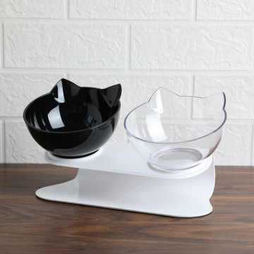 Cat Bowls Creative Double Bowls With Raised Stand Pet Food And Water Bowl For Cats And Dogs Transparent Non-slip Cat Bowls