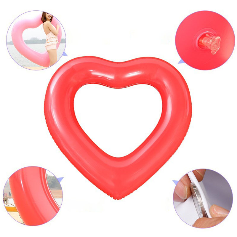 INS Hot Inflatable Sweet Heart Swimming Rings laps Giant Pool party Lifebuoy Float Mattress Swimming Circle Pink Red 90cm