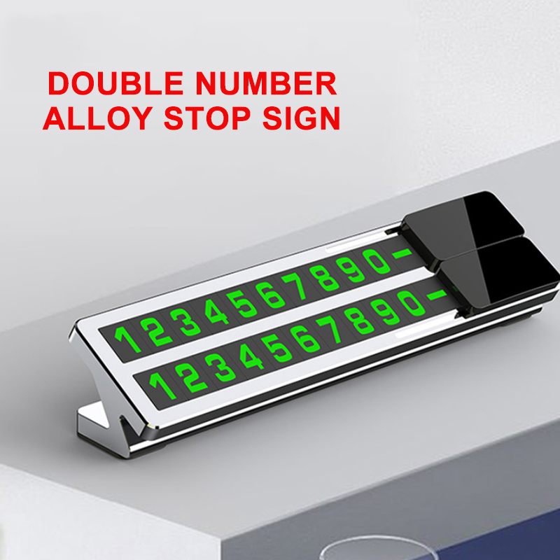 Aluminium Alloy Luminous Car Hidden Temporary Parking Card Double Telephone Number Card Plate Stickers for Car Auto Accessories