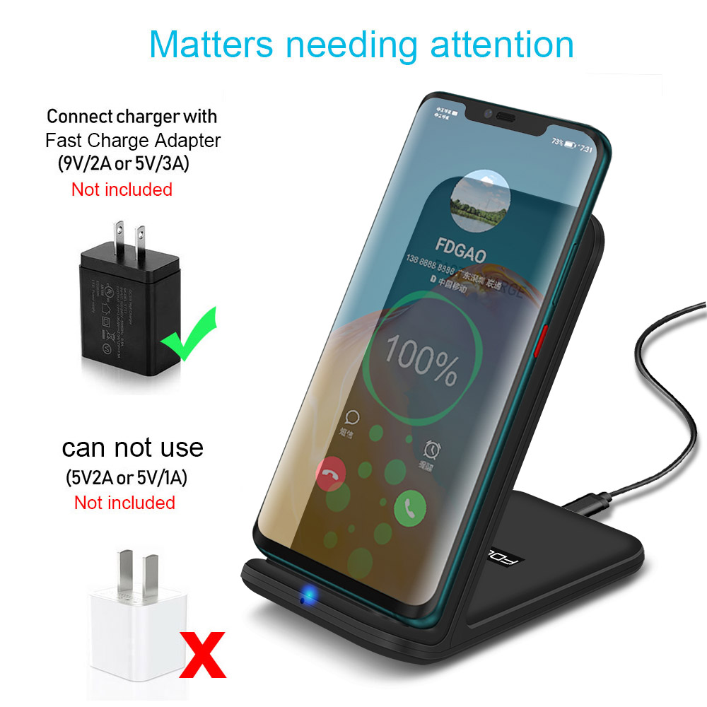 FDGAO 15W Qi Wireless Charger for Samsung S10 S20 Fast Charging Dock Stand For iPhone 11 Pro XS MAX XR X 8 Phone Quick Charger