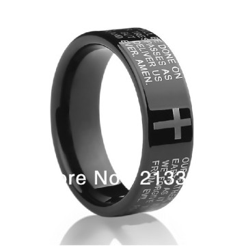 Free Shipping Buy Cheap Price Discount Sales USA HOT Selling 8MM Black Pipe Men's Tungsten Carbide Prayer Rings Wedding Band