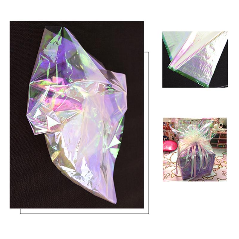 20PCS Iridescent Film Cellophane Wrapping Packaging Paper for Flower Bouquet Gift Decoration