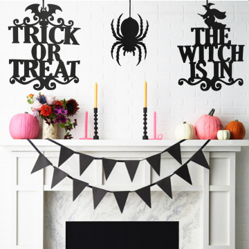 Cat Witch Ghost Track Or Treat Halloween Door Decoration Felt Spider Halloween Hanging Pendant Party Sign Halloween Party Decor
