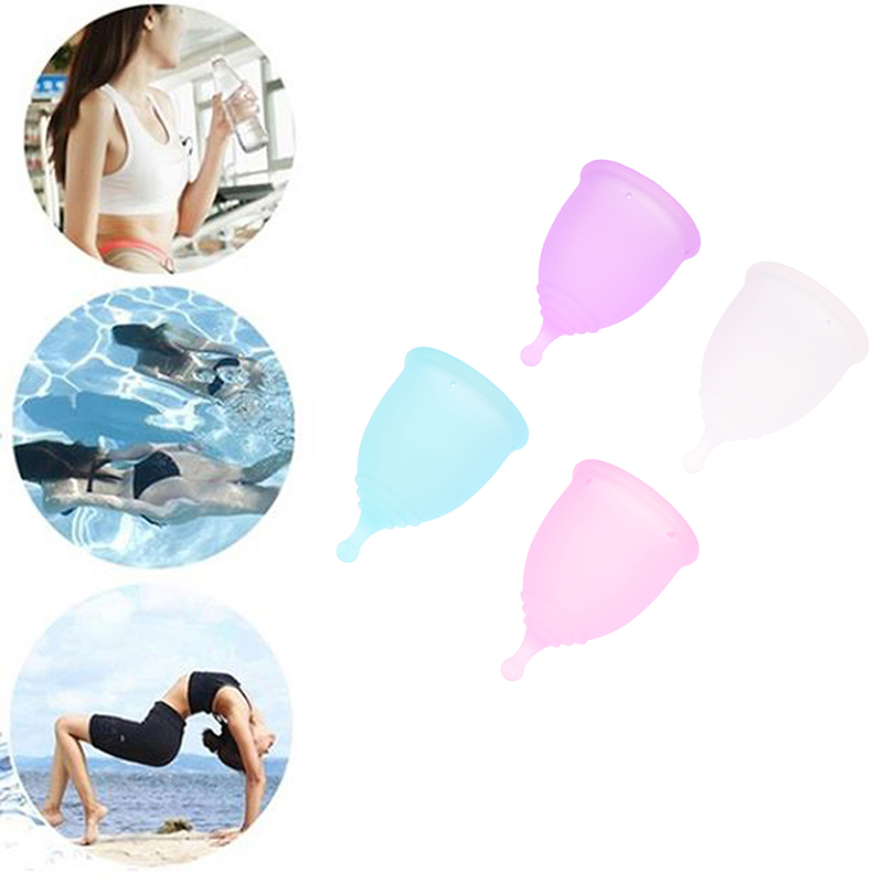 Medical Silicone Menstrual Cup Feminine Hygiene Menstrual Period Reusable Vaginal Cups With Spong Brush In A Bag