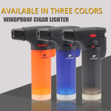COHIBA Windproof Cigar Lighter Portable 1 Jet Gas Torch Flame Butane Cigarette Lighters Cigar Turbo Lighter Burner