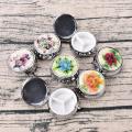 1PCS Portable Metal Round Flower Print Organizer Cute Compartment Pill Case Divid Storage Tablet Container Medicine Box 15Styles