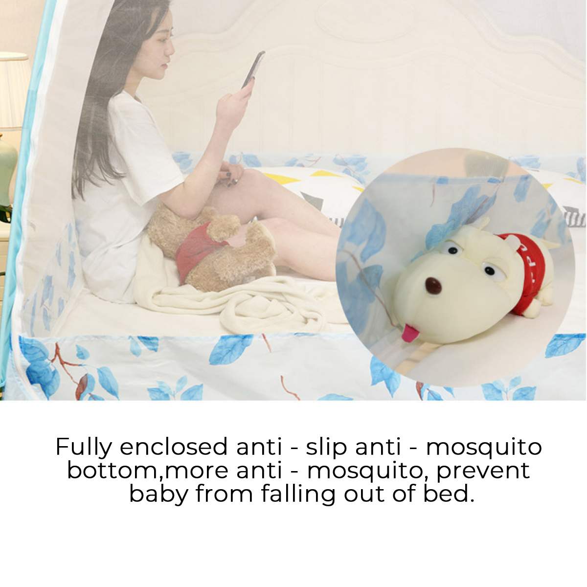 Romantic Double Bed Three-door Yurt Mosquito Net For Bed Insect Repellent Full Bottom Zipper Heightening Portable Bed Tents