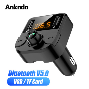 ANKNDO Bluetooth 5.0 Car Charger Wireless FM Transmitter Handsfree Audio Receiver MP3 Player 3.1A Dual USB Fast Charger Adapter