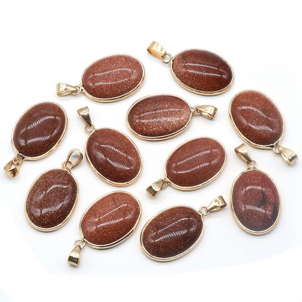 Oval Red Goldstone Pendant for Making Jewelry Necklace 18X25MM