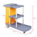 Janitorial Cart Cleaning cart with Cover Mute Wheel Canvas Bag with Zipper Easy to Clean and Store Gray Blue[US-W]