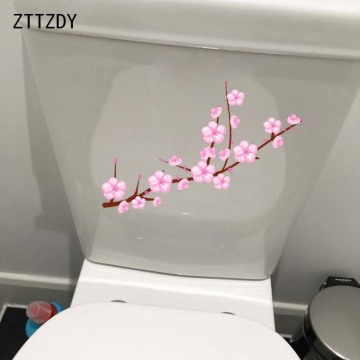ZTTZDY 26.5*11.8CM Hand-Painted Peach Blossom Branch Fresh Bathroom Toilet Decal Home Wall Sticker T2-0416