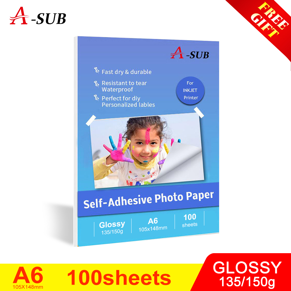 135g/150g Self-Adhesive Photo Paper Inkjet Glossy Photo paper Sticker Pasteable Waterproof Paper100sheets