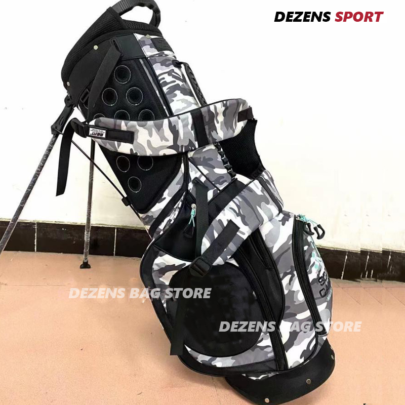 DEZENS 2021 NEW Canvas waterproof Gray Camouflage print Golf stand bag