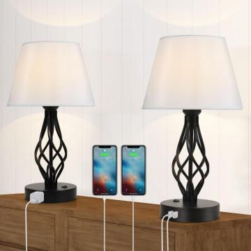 Bedside Desk Lamp with Dual USB Ports AC-Outlet