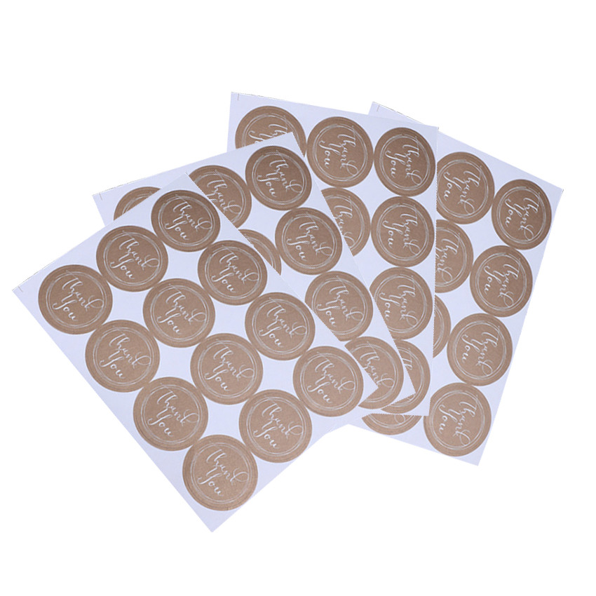 120pcs/lot Cute Round Thank You kraft Paper Label Sticker For Handmade Products DIY Self-adhesive Cake Packaging Label