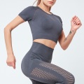 LANTECH Women Sports Suits Set Yoga Sets Gym Fitness Hollow Out Pants Sportswear Leggings Shirt Seamless Sports Active