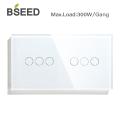BSEED Double Light Switches Touch Sensor Wall Switch Glass 6Gang 1Way Switches Dark Blacklight White Black Golden 300W/Gang