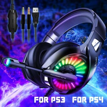 Professional Led Light Gaming Headphones For Computer PS4 Adjustable Bass Stereo PC Over Ear With Mic Wired Headset наушники