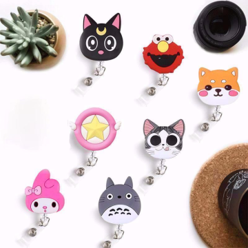 2020 New Design Silicone Retractable Student Nurse Badge Reel Clip Cartoon Cat Melody enfermera ID Card Badge Holder accessories