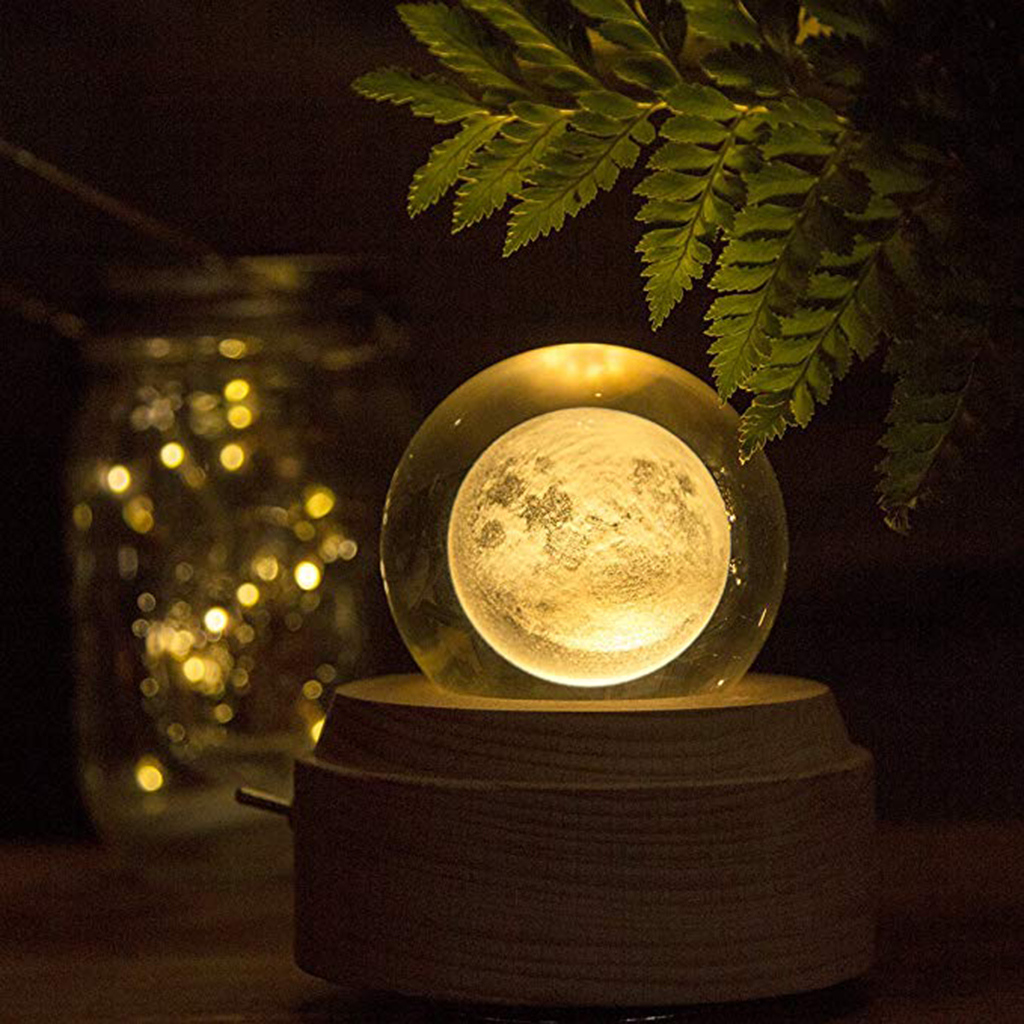 3.15 Inch Clear Moon Glass Crystal Ball Educational Astronomy Science Toy