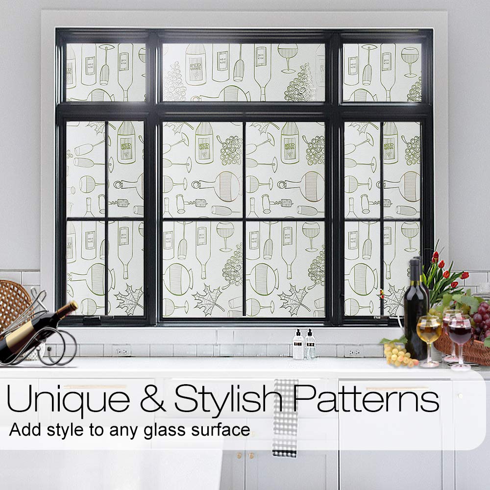 200CM Privacy Window Film Self-Adhesive vinyl Frosted Stained Glass Film Static Cling Window Sticker Anti UV Window Covering