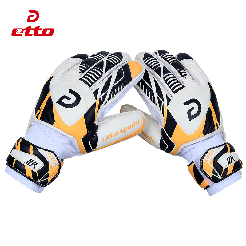 Etto Quality Non-slip Wear Resistant Football Goalkeeper Gloves Men Soccer Training Latex Goalie Gloves Size 8/9/10/11 HSG415