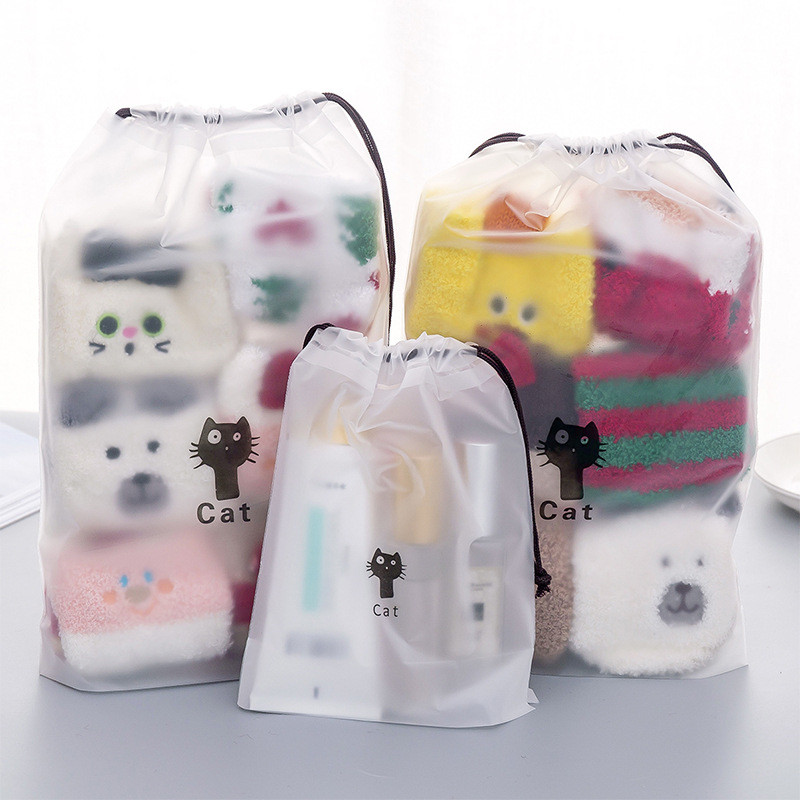 Drawstring Travel Transparent Cases Clothes Toiletries Storage Bag Box Luggage Towel Suitcase Pouch Bra Underwear Organizer