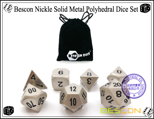 Bescon Nickle Solid Metal Polyhedral Dice Set-5