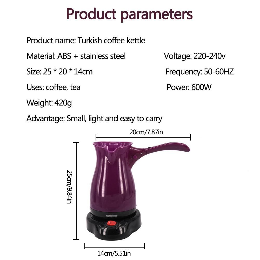 Electric Coffee Maker 220V Portable Pot Greek Turkish Espresso Percolator Machine Fast and Heat Resistant Home Office