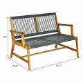 2-Person Patio Acacia Wood Bench Loveseat Chair Porch Garden Yard Deck Furniture