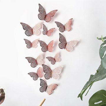 12PCS/Set 3D Wall Stickers Butterfly Wall Stickers Hollow Butterfly For Kids Rooms Home Wall Decor Fridge Stickers Decoration