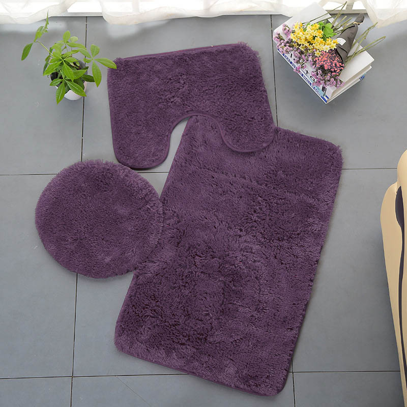 3pcs/set Bath Mat Set Toilet Rugs PV Velvet Anti Slip Shower Carpets Set Toilet Lid Cover Water Absorbent Bathroom Rug Floor Mat