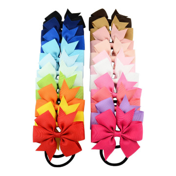 MIXIU 20pcs Baby Kids Hair Accessories Grosgrain Ribbon Bow Hair Tie Rope Elastic Hair Band Handmade Ponytail Holder Headwear
