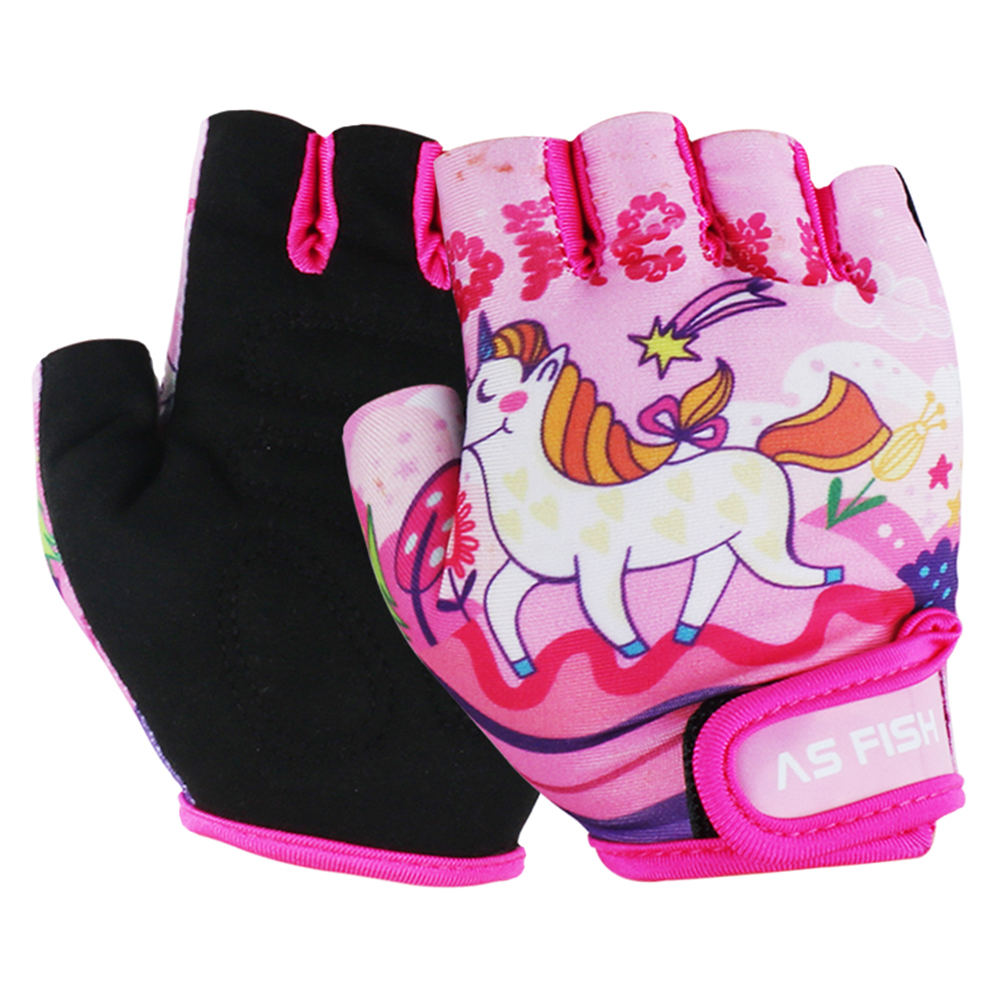 1 Pair Cycling Gloves Kids Half Finger Gloves Sport Gym Nonslip Protective Gloves for Kids Children Outdoor