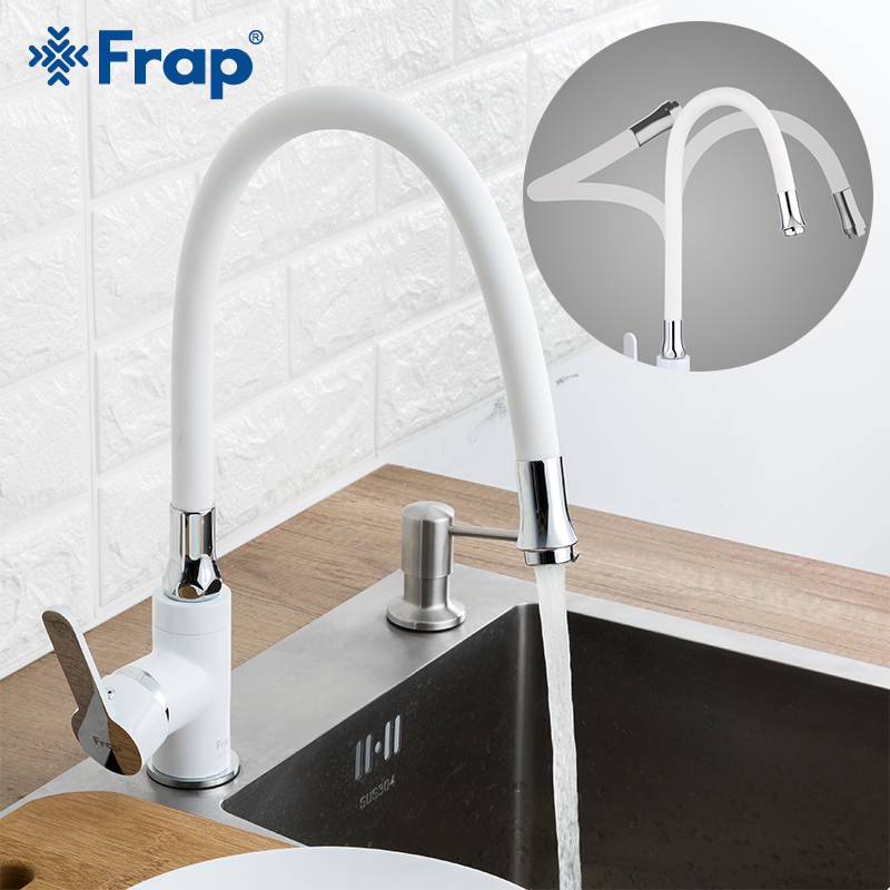 FRAP Kitchen Faucet white brass kitchen sink faucet mixer tap red single handle flexible cold and hot water faucet deck mounted