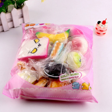 10pcs Medium Mini Soft Squishy Bread cute squishy package Toys Key rising wipes anti-stress toys