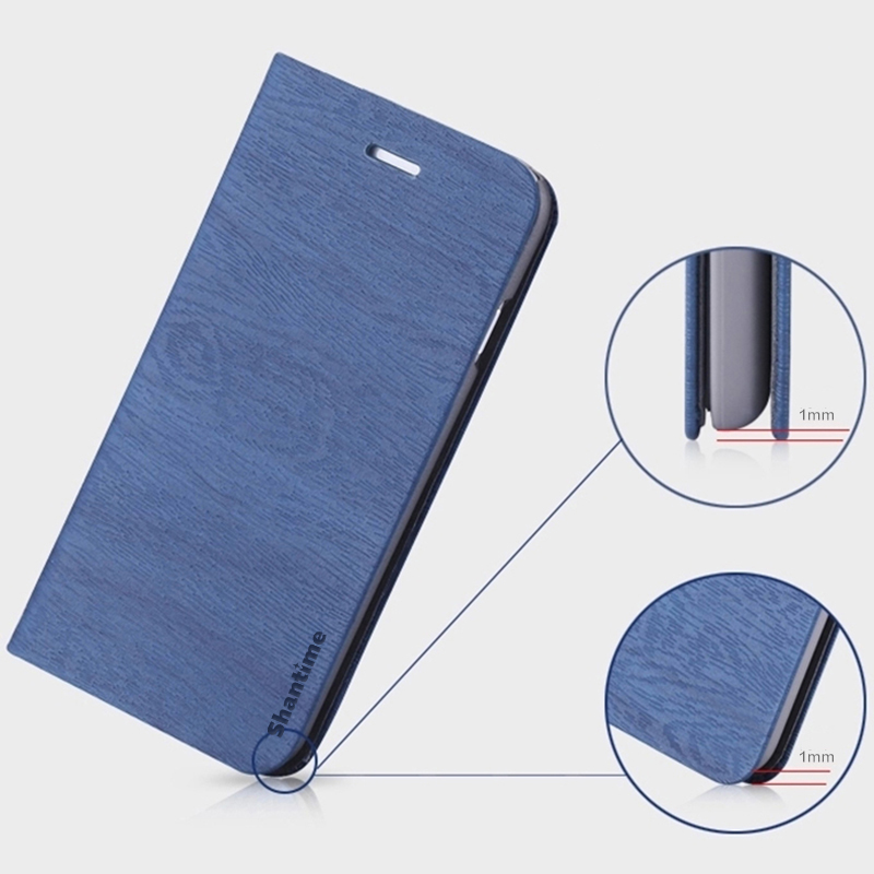 Wood grain PU Leather Phone Case For Infinix Hot 6 Pro X608 Flip Book Case Business Wallet Case Soft Silicone Back Cover