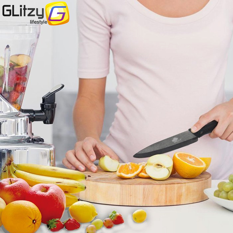 Ceramic Knife Chef Fruit Zirconia Kitchen Knife 3" 4" 5" 6" inch + Holder + Peeler Set Black Blade Colorful Handle Cooking Tool