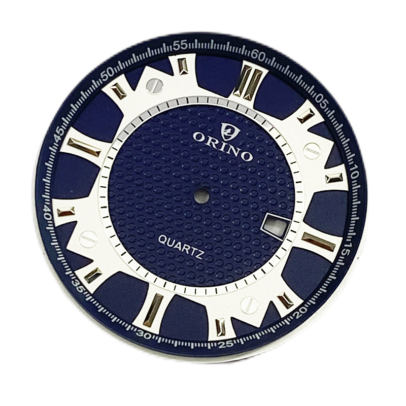 Central dots on man's watch dial