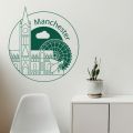 Round Mural Manchester England Minimalist Cityscape Wall Art Decal Geography Home Room Decoration Removable A002217