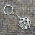 Hot Fashion Yoga Flower Of Life Datura Stramonium 43x35mm Pendant 30mm Key Ring Metal Chain Silver Color Men Car Gift Keychain