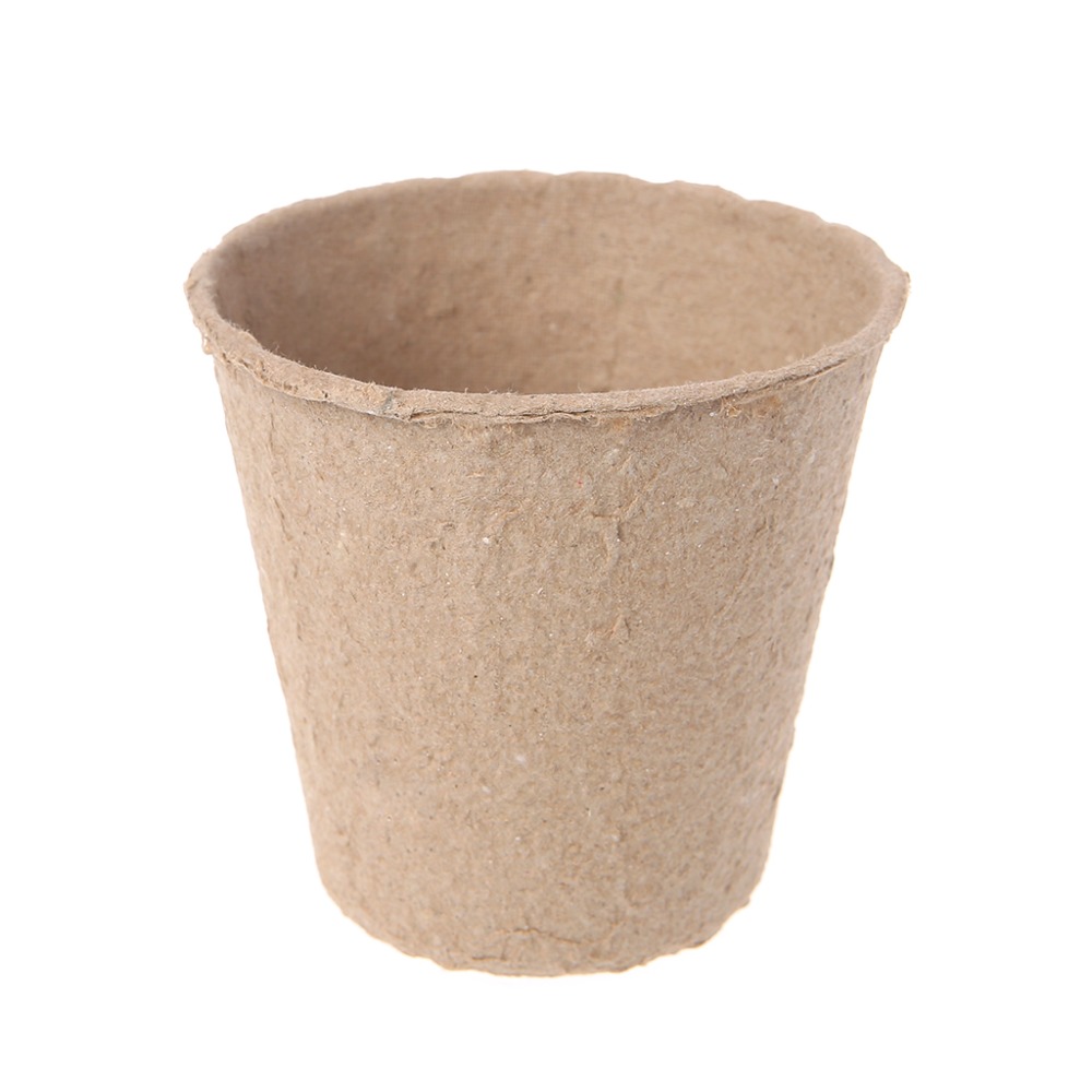 50Pcs Round Biodegradable Paper Pulp Peat Pots 8x8cm Plant Nursery Cup Tray Garden New