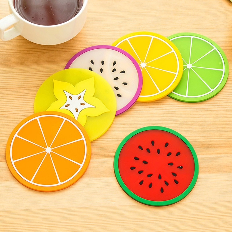 6Types Fruit Coaster Slip Insulation Silicone Cup Pad Mat For Hot Drink Glass Coffee Holder Table Mat Placemat Coasters