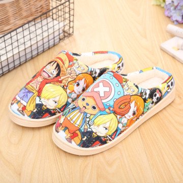 Winter Home Slippers Luffy Man Women Slippers Plush Japanese Cartoon Slipper Anime NARUTO ONE PICE Pantufa Zapatillas