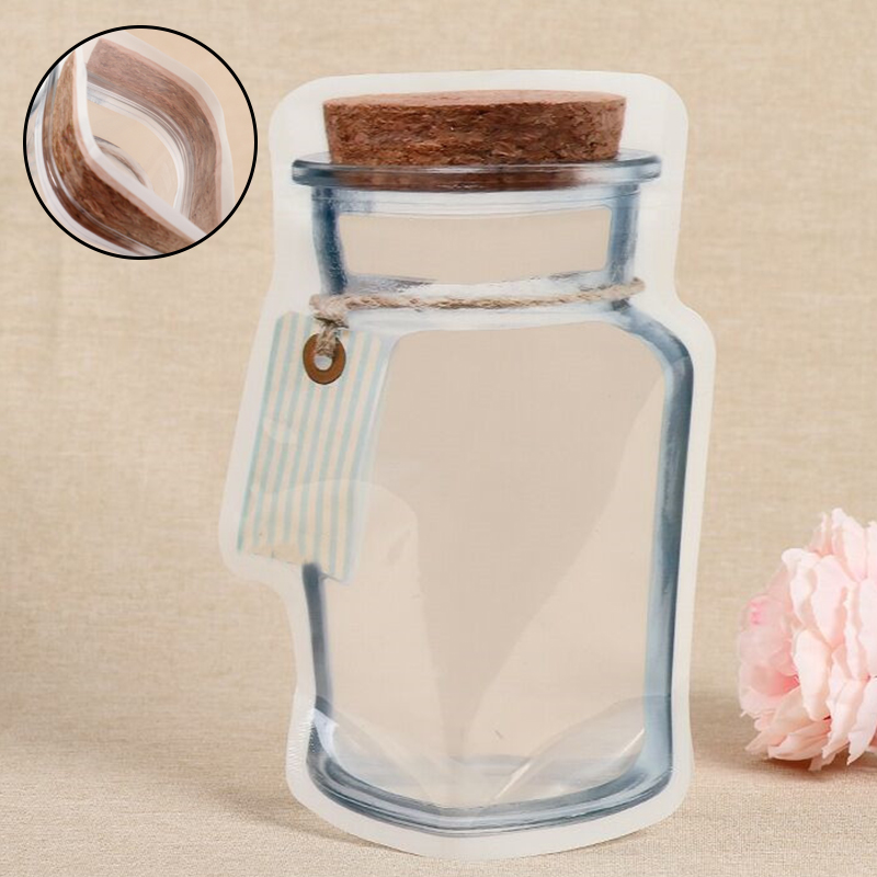 10Pcs/lot Portable Reusable Mason Jar Bottles Bags Seal Food Container Food Snack Zipper Bags Travel Food Candy Ziplock Bags