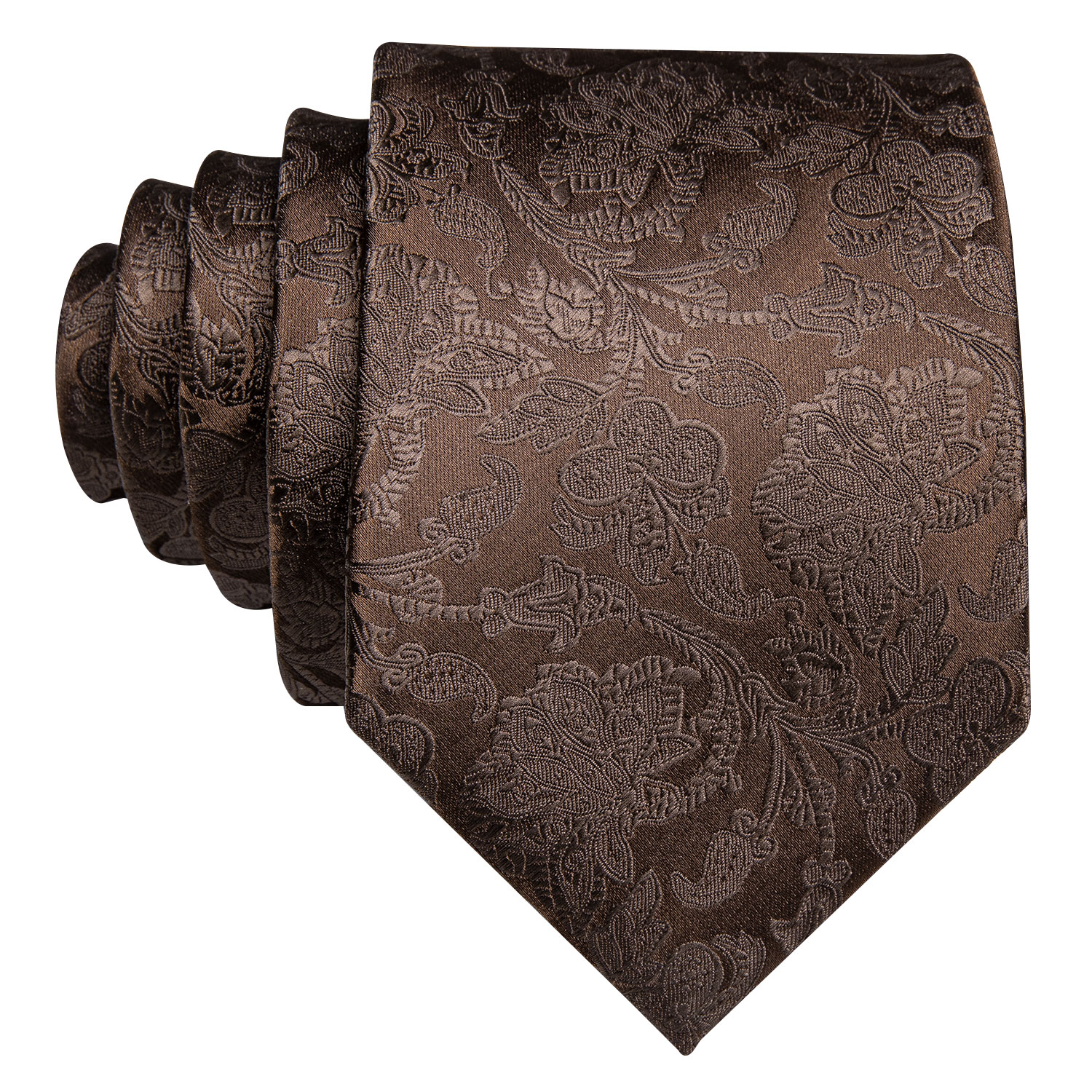 Mens Wedding Tie Brown Floral Silk Tie Hanky Set Barry.Wang Jacquard Woven Fashion Designer 9cm Neck Tie For Men Party FA-5507