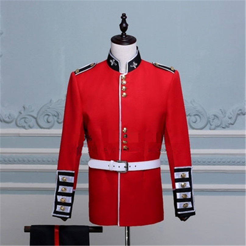 British Royal Guards Honour Dress Army Officer Band Soldiers Red Performance Wear Uniform Film Show Entertainment Cosplay