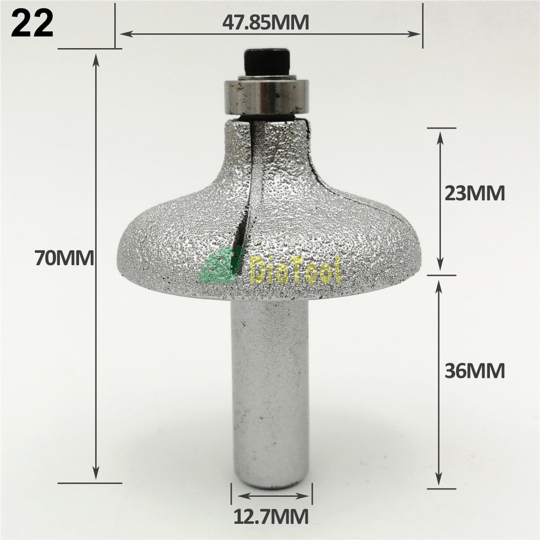 SHDIATOOL 1pc Vacuum Brazed Diamond Router Bits With 1/2" Shank For Stone Router Cutter For Granite & Marble